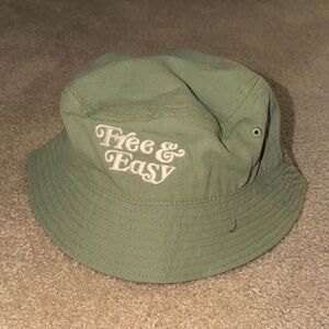 Free & Easy Green Bucket Hat with Embroidered Text